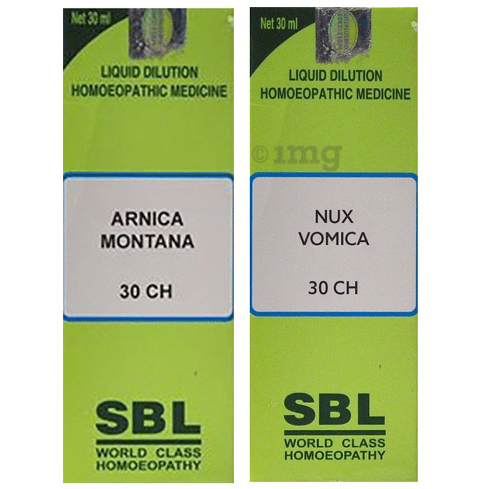 Combo Pack of SBL Nux Vomica Dilution 30 CH & SBL Arnica Montana Dilution 30 CH (30ml Each)