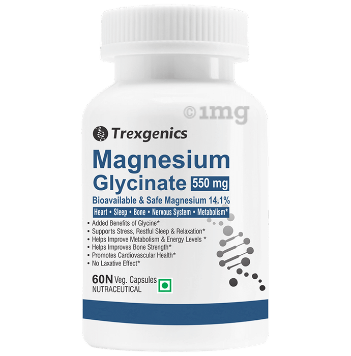 Trexgenics Magnesium Glycinate 550mg Veg Capsule