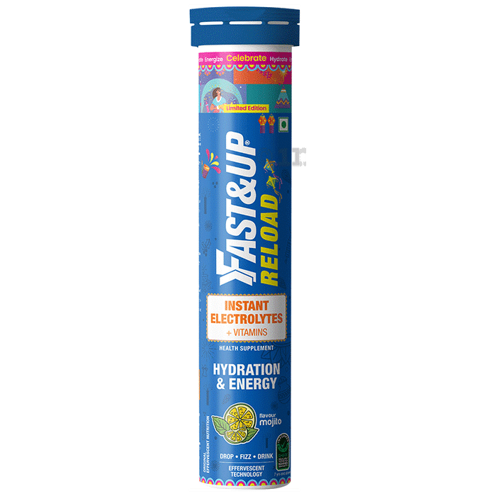 Fast&Up Reload Instant Electrolytes + Vitamins for Hydration & Energy Effervescent Tablet (20 Each) | Flavour Mojito