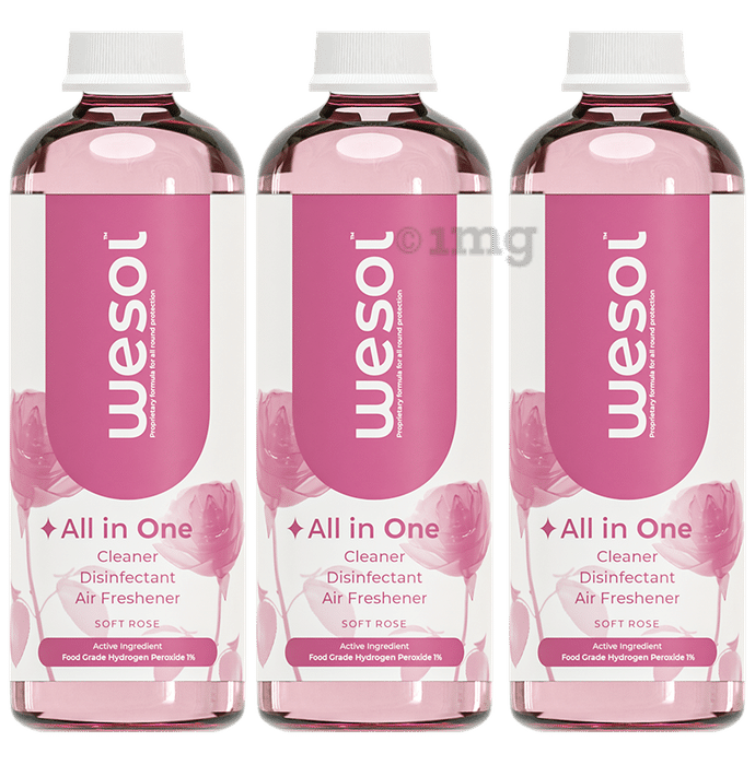 Wesol Food Grade Hydrogen Peroxide 1% All in One Multi Surface Cleaner Liquid, Disinfectant and Air Freshner (500ml Each) Soft Rose