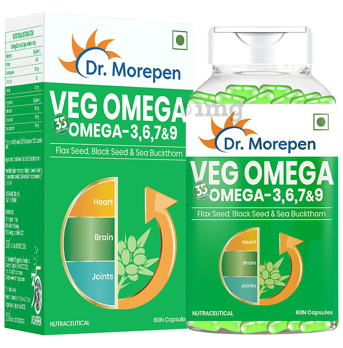 Dr. Morepen Veg-Omega 3-6-7-9 | Capsule for Heart, Brain & Joint Health
