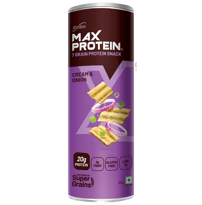 RiteBite Max Protein Chips with Fibre & Low GI | Gluten Free | Flavour Cream N Onion