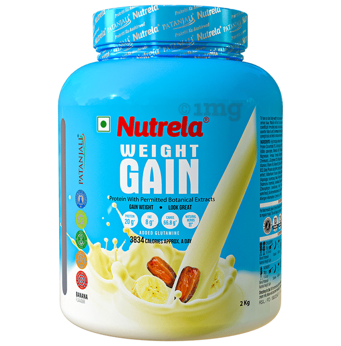 Patanjali Nutrela Weight Gain Supplement with Glutamine, Protein & Permitted Botanical Extracts | Powder Banana