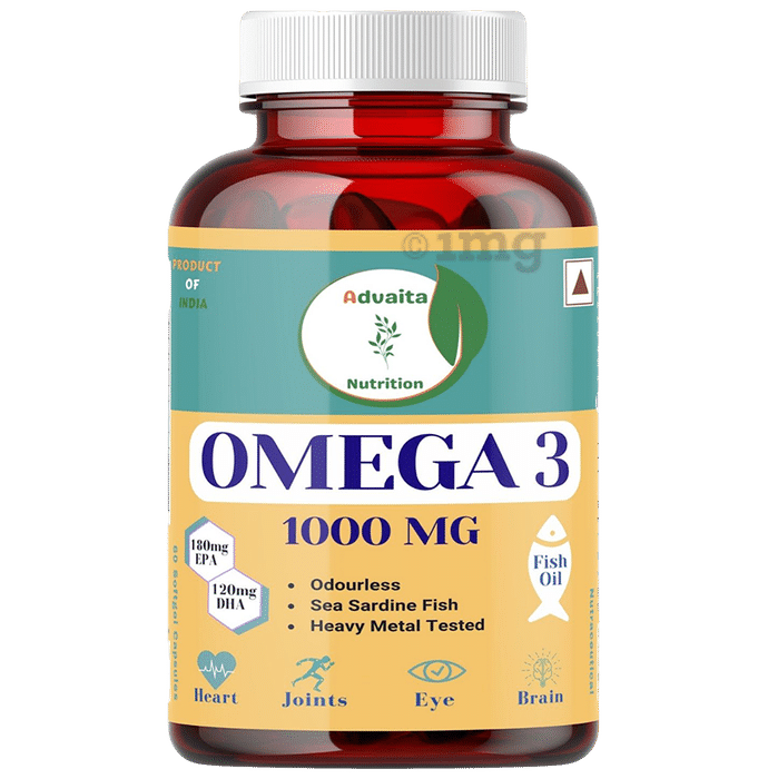 Advaita Nutrition Omega 3 1000mg Softgel Soft Gelatin Capsule