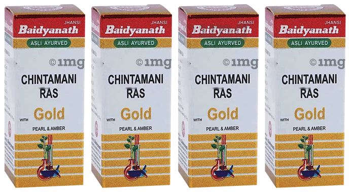 Baidyanath (Jhansi) hintamani Ras with Gold Pearl & Amber (10 Each)