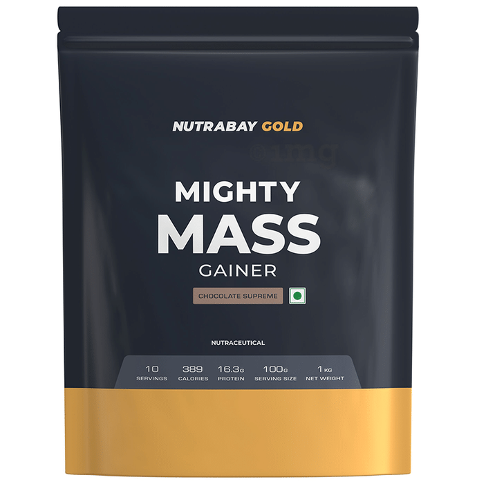 Nutrabay Gold Mighty Mass Gainer for Energy & Muscle Building | Flavour Chocolate Supreme