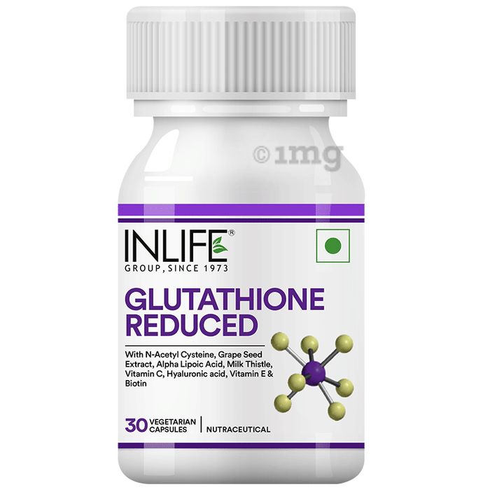 Inlife Glutathione Reduced with Vitamin C, Milk Thistle, Grape Seed Extract, Biotin | Veg Capsules for Skin & Antioxidant Benefits