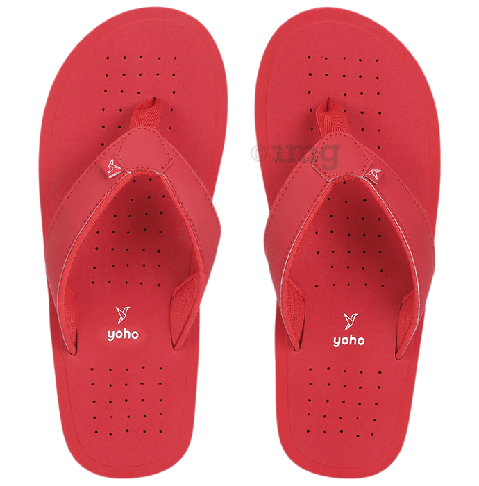Yoho Ortho Slipper Soft comfortable and stylish flip flop Slipper for Men Archflex Red Size 10