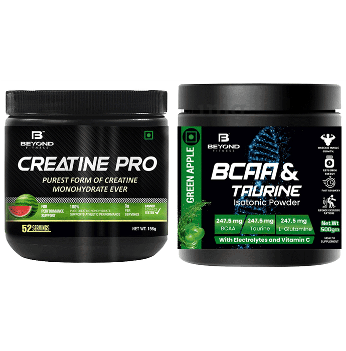 Beyond Fitness Combo Pack of Creatine Pro 156gm, 3g pure Creatine Monohydrate(156gm) and BCAA isotonic Powder(500gm)
