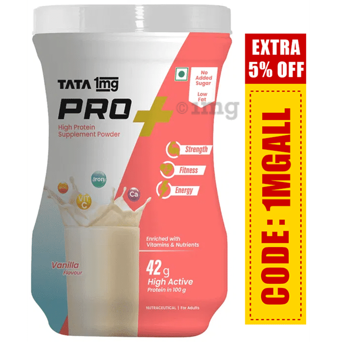 Tata 1mg Protein+ Powder Vanilla | Contains Vital Vitamins | Nutrition Formula