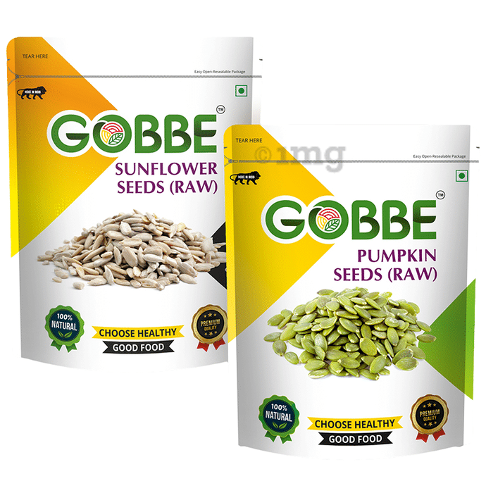 Combo Pack of Gobbe Sunflower Seeds (Raw), Pumpkin Seeds (Raw) (200gm Each)