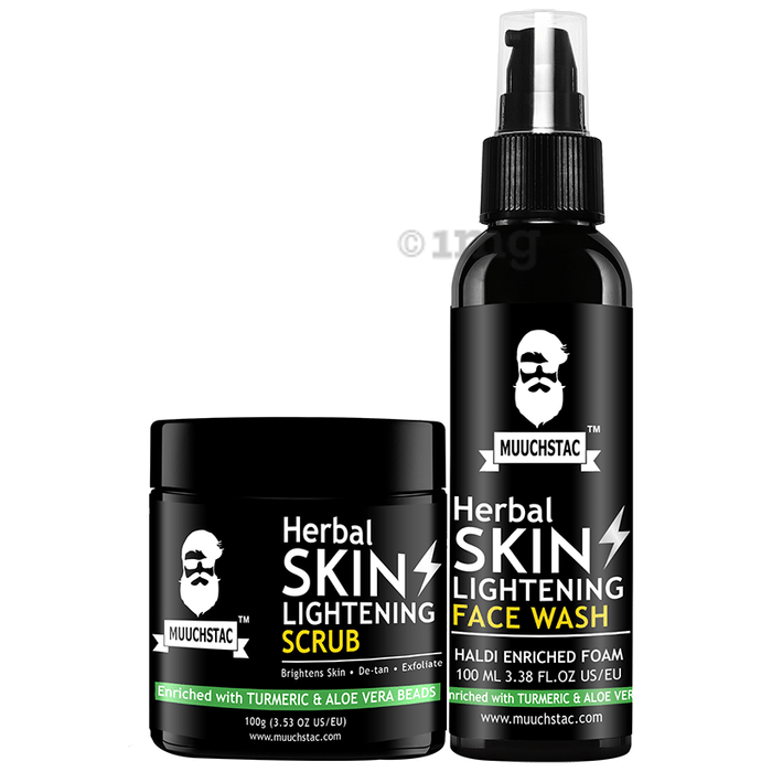 Muuchstac Combo Pack of Herbal Skin Lightening Scrub 100gm & Face Wash 100ml