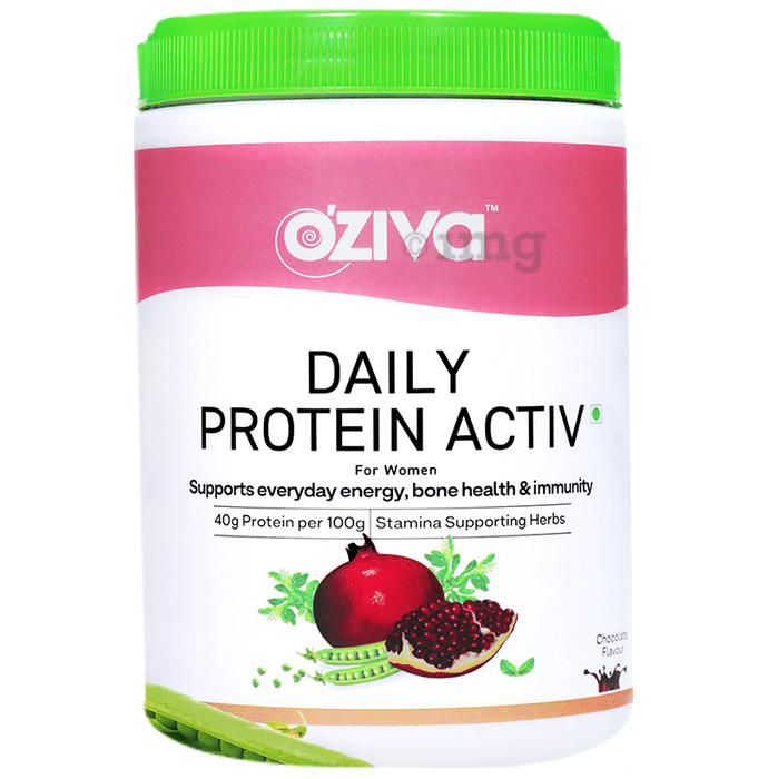 Oziva Daily Protein Activ for Women | Powder for Energy, Bone Health & Immunity | Flavour Chocolate