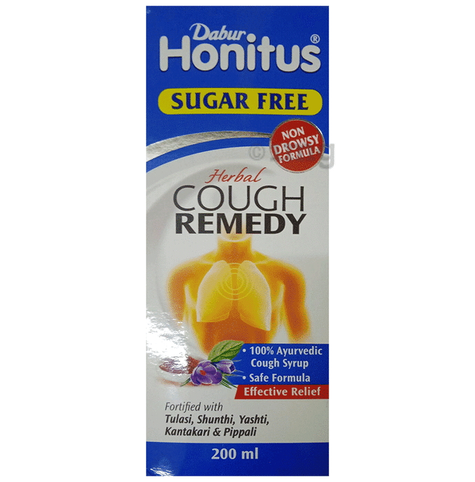 Dabur Sugar Free Honitus Honey-Based Ayurvedic Cough Syrup | Fast Relief from Cough, Cold & Sore Throat | Non-Drowsy
