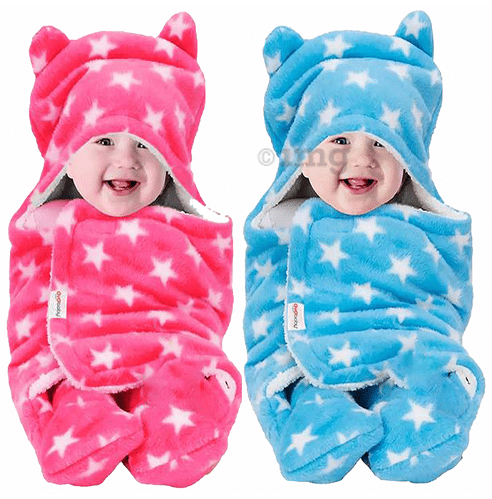 Oyo Baby Blanket Wrapper Sleeping Bag Star Pink & Star Blue