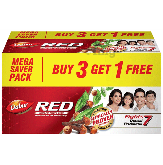 Dabur Red Toothpaste for  Complete Oral Care | Fluoride-Free | Buy 3 Get 1 Free 150gm Each