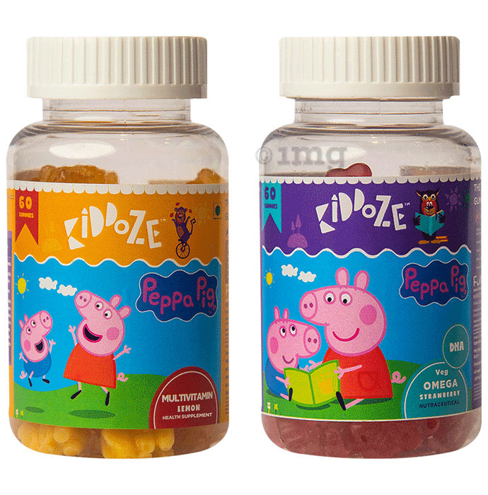 Kiddoze Combo Pack of Omega & DHA & Multivitamin and Minerals Gummies (60 Each)