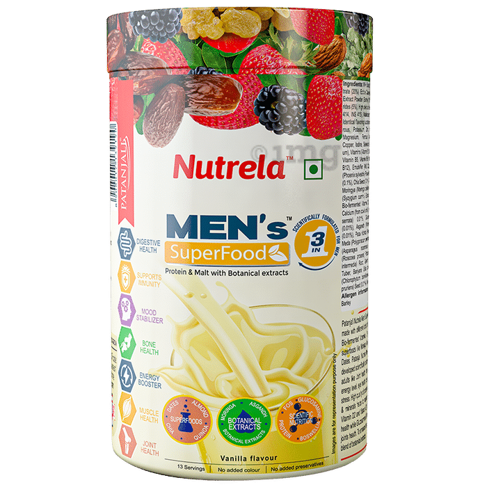 Patanjali Nutrela Men's Superfood with Protein for Digestion & Immunity | Flavour Powder Vanilla