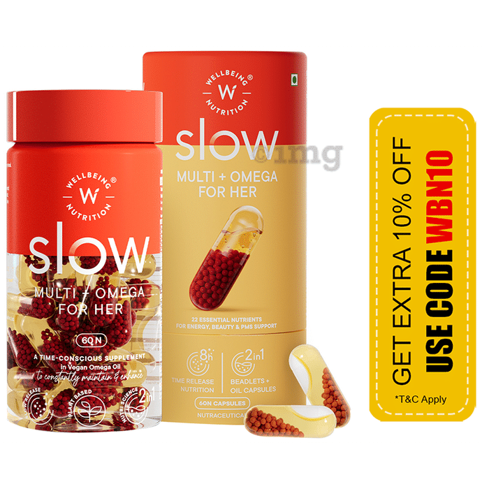 Wellbeing Nutrition Slow Multi for Her with Astaxanthin-Cranberry | Vegan Omega Oil | Capsule