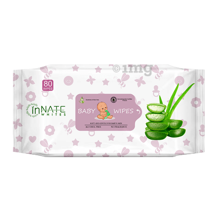 Innate Whites Alcohol Free Baby Wipes with Aloe Vera (80 Each)
