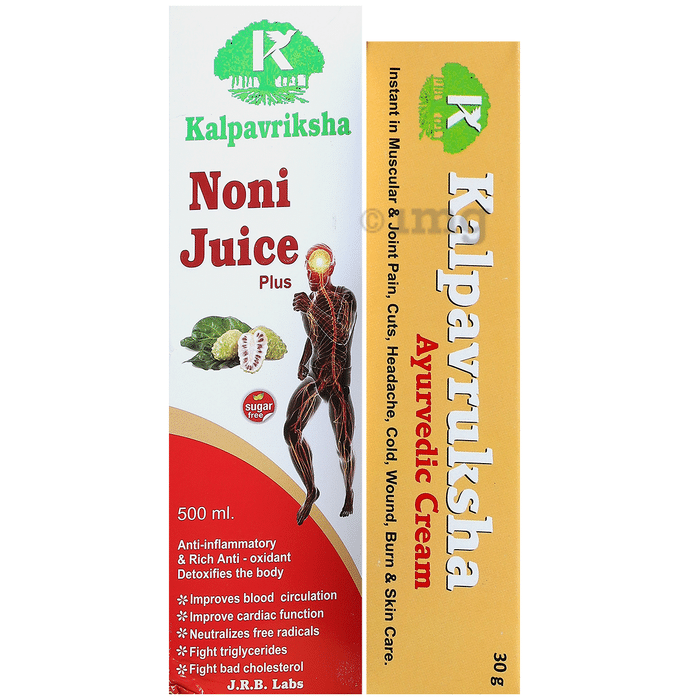 Kalpavriksha Combo Pack of Noni Juice Plus (500ml) & Kalpavruksha Ayurvedic Cream (30gm)