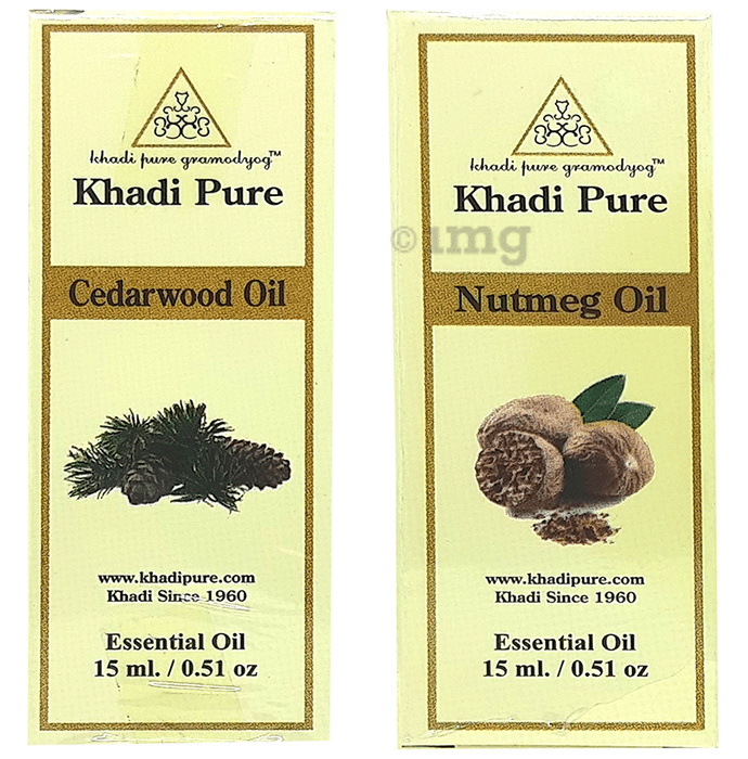 Khadi Pure Combo Pack of Cedarwood Oil & Nutmeg Oil (15ml Each)