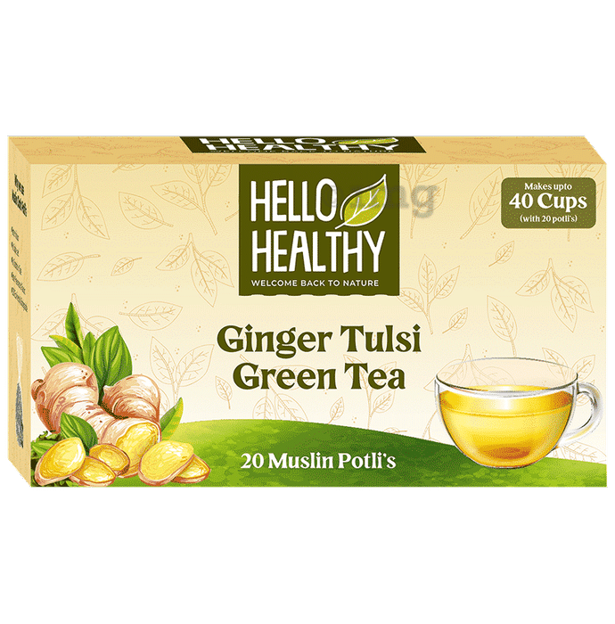 Hello Healthy Ginger Tulsi Green Tea Bag (2gm Each)
