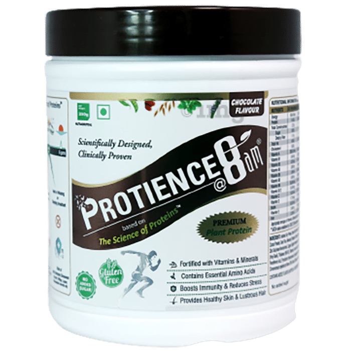 Protience@8am Premium Plant Protein for Stress Relief, Immunity & Skin Health | Powder Chocolate