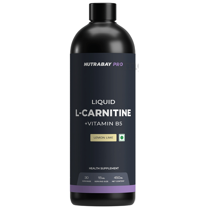 Nutrabay Liquid L-Carnitine +Vitamin B5 for Fat Loss & Faster Recovery | Flavour Lemon Lime