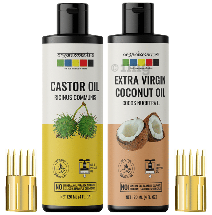 Organix Mantra Combo Pack of Castor Oil and Extra Virgin Coconut Oil (120ml Each)