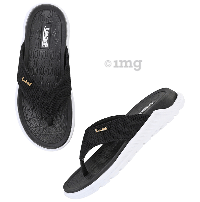 Leaf Ortho Diabetic Care Slippers with Cloud Cushion Tecnology for Better Bloof Flow Black 8