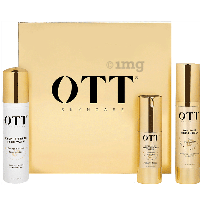 OTT Skyncare Hydration Station Facewash, Moisturizer & Hyaluronic Acid Serum Skincare Regime Gift Kit