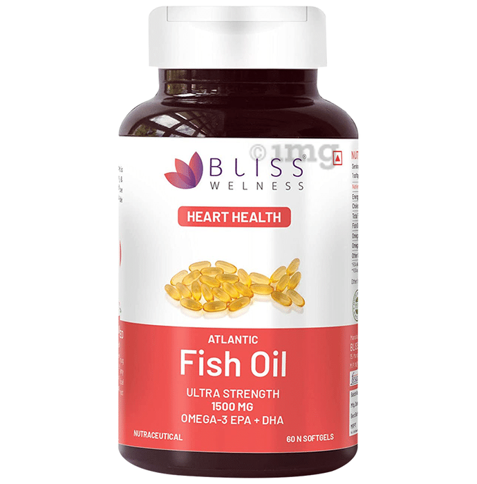 Bliss Welness Heart Health Arctic Fish Oil Ultra Strength Omega-3 Softgel Capsule