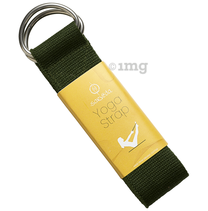 Sarveda Yoga Belt Organic Cotton Strap for Stretching Green
