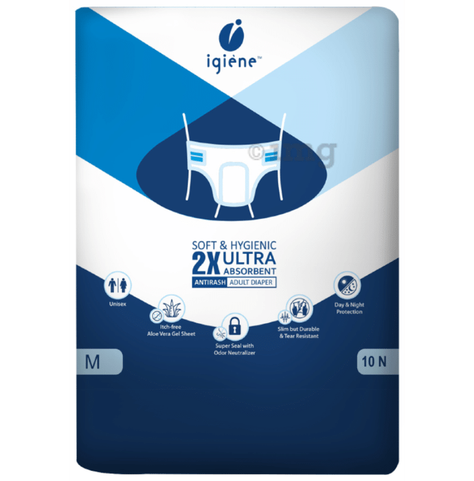 Igiene Soft & Hygienic 2X Ultra Absorbent Antirash Adult Diaper Medium