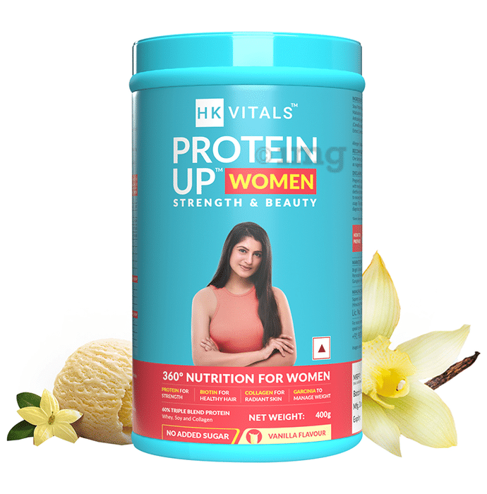 HK Vitals Protein Up Women | Powder with Whey Protein, Collagen & Biotin for Strength & Beauty Powder Vanilla