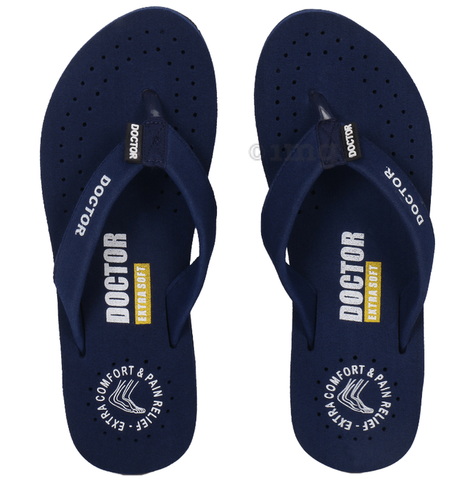 Doctor Extra Soft D 16 Orthopaedic and Diabetic Feel Good Super Comfort Slippers for Women Navy 9