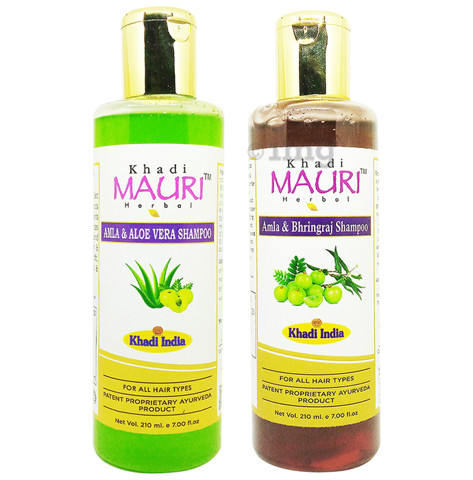 Khadi Mauri Herbal Combo Pack of Amla  Aloe Vera & Amla  Bhringraj Shampoo (210ml  Each)