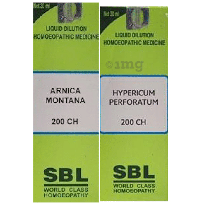Combo Pack of SBL Arnica Montana Dilution 200 CH & SBL Hypericum Perforatum Dilution 200 CH (30ml Each)