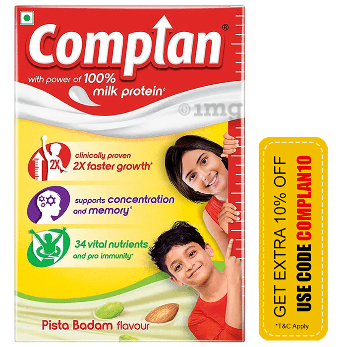 Complan 100% Milk Protein for Concentration, Memory & Growth | Flavour Pista Badam Refill