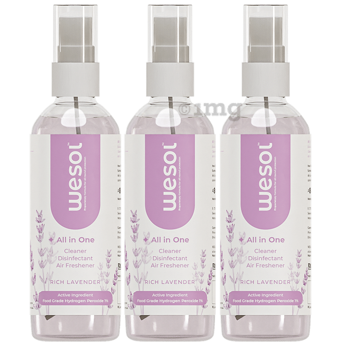 Wesol Food Grade Hydrogen Peroxide 1% All In One Multi Surface Cleaner Liquid, Disinfectant and Air Freshner (100ml Each) Fresh Lavender