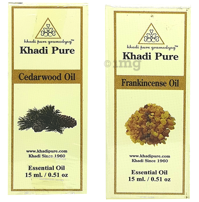 Khadi Pure Combo Pack of Cedarwood Oil & Frankincense Oil (15ml Each)