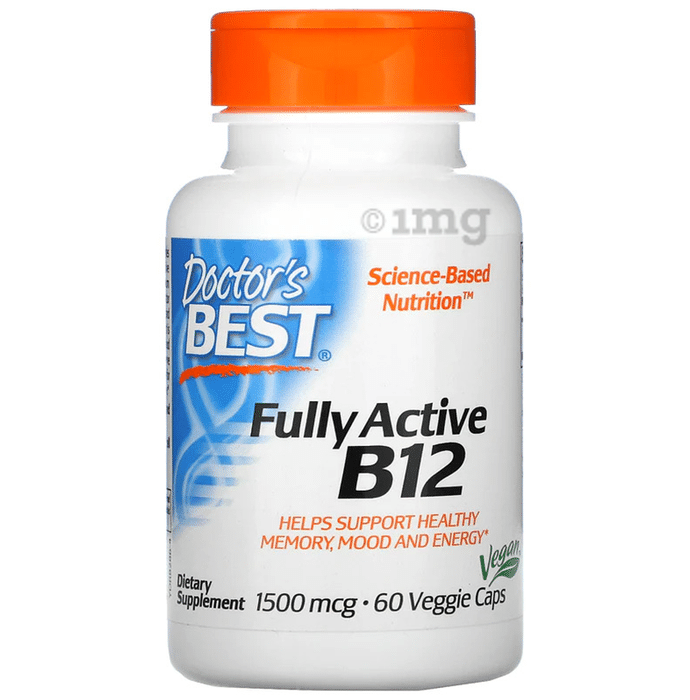 Doctor's Best Fully Active B12 1500mcg Veggie Cap | Supports Healthy Memory, Mood & Energy Vegicap