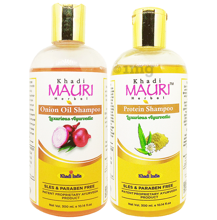 Khadi Mauri Herbal Combo Pack of  Onion Oil & Protein Shampoo (300ml Each)