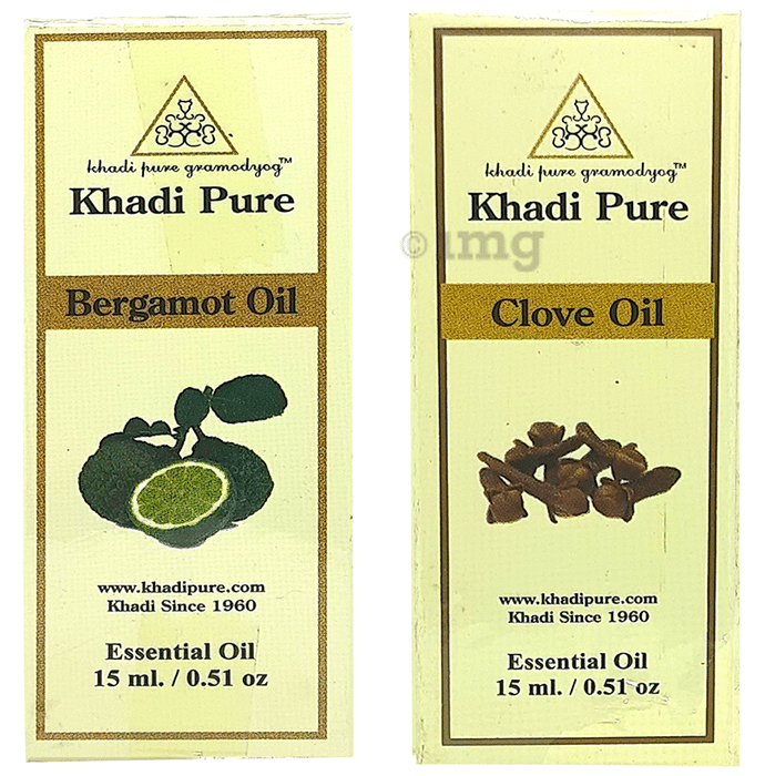 Khadi Pure Combo Pack of Bergamot Oil & Clove Oil (15ml Each)