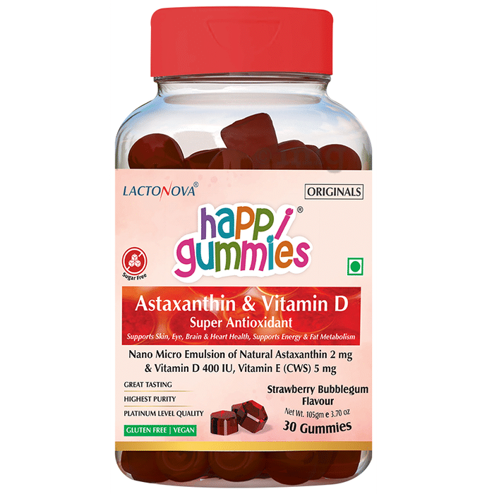 Lactonova Happi Gummies Astaxanthin & Vitamin D | Flavour | Strawberry Bubblegum Gluten Free