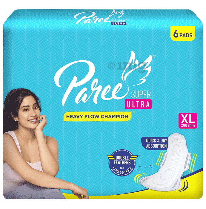 Paree Super Ultra Dry Feel Double Feathers|Quick Absorption Sanitary Pads XL