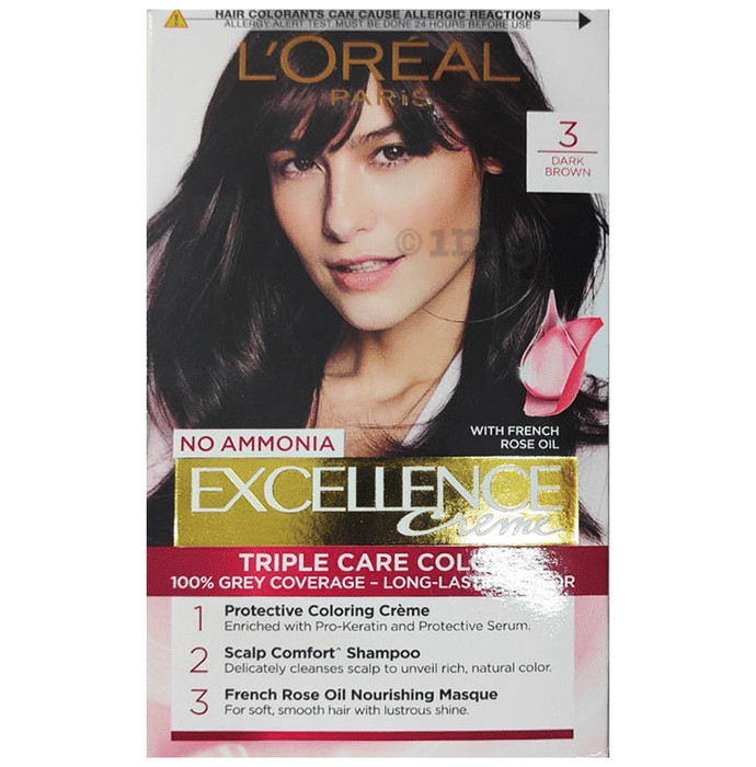 Loreal Loreal Excellence Creme Triple Care Color Dark (100gm + 72ml) Dark Brown