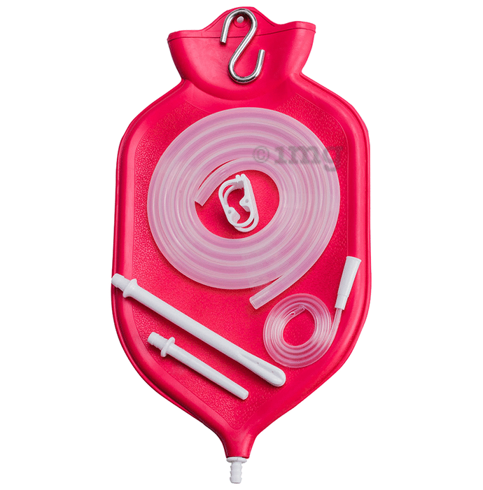 HealthAndYoga Enema Bag Kit (2 Ltr.)  with 10 Tips Pink