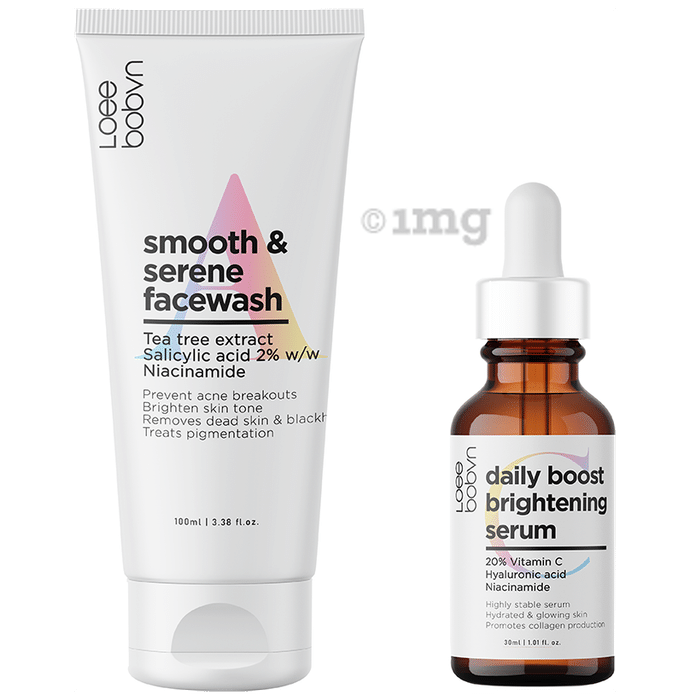 Loee bobvn Combo Pack of Smooth & Serene Facewash 100ml and Daily Boost Brightening Serum 30ml